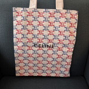 UPCYCLED Celine Tote with Red and Blue Pattern